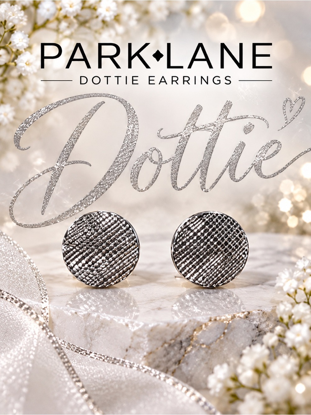 Park Lane "DOTTIE" Silver Tone Textured Round Stud Earrings Classic